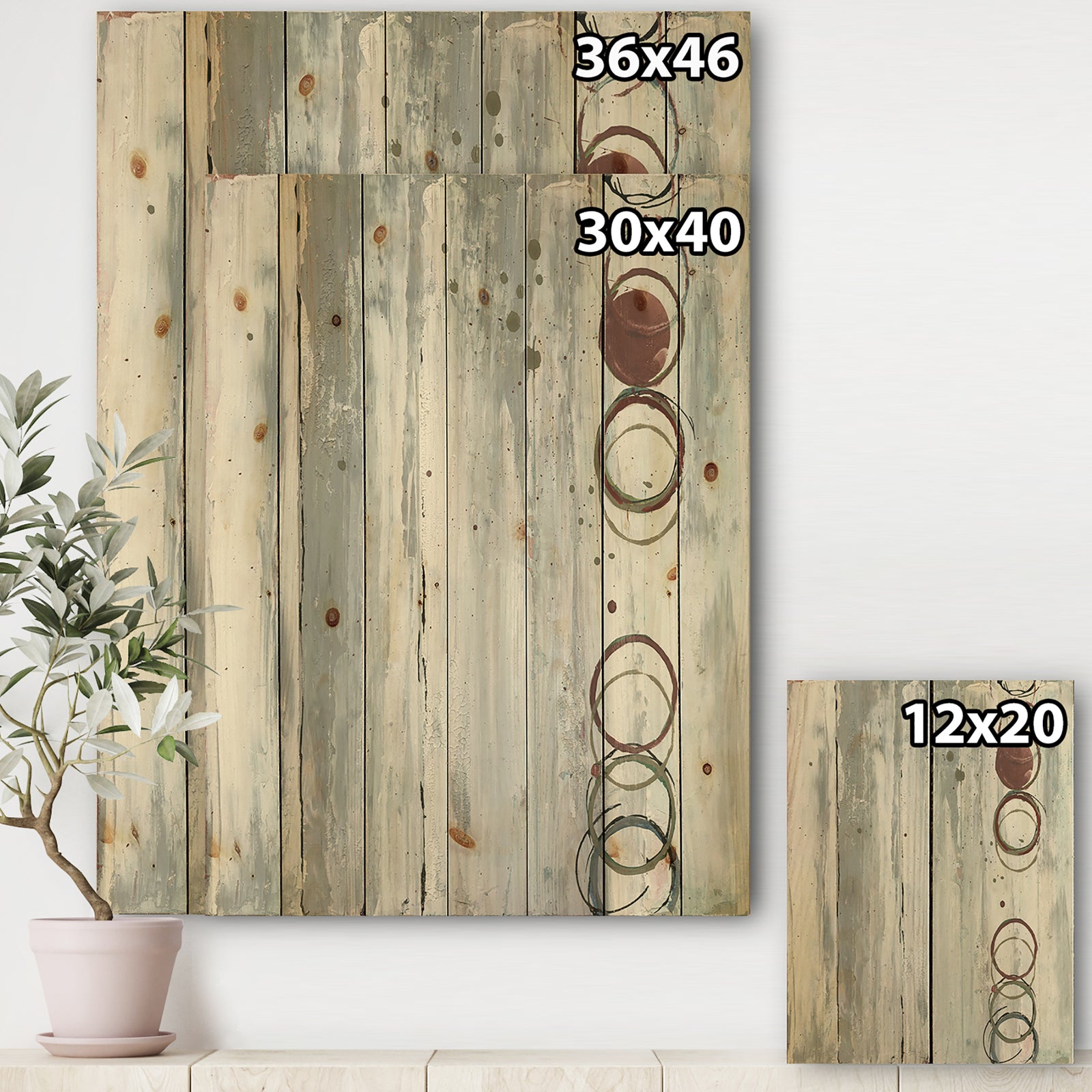 Whitewashed Chinchilla - Modern Geometric Print on Natural Pine Wood