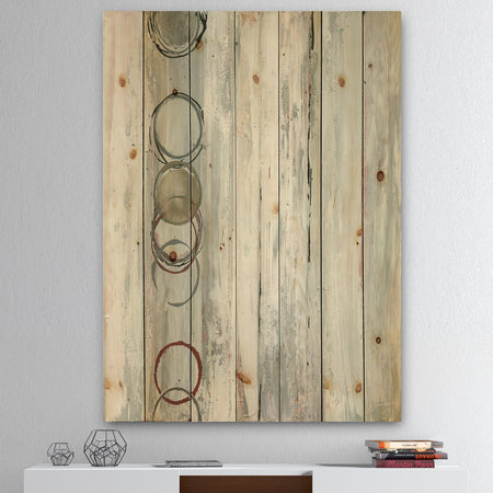 Whitewashed Syrah - Modern Geometric Print on Natural Pine Wood