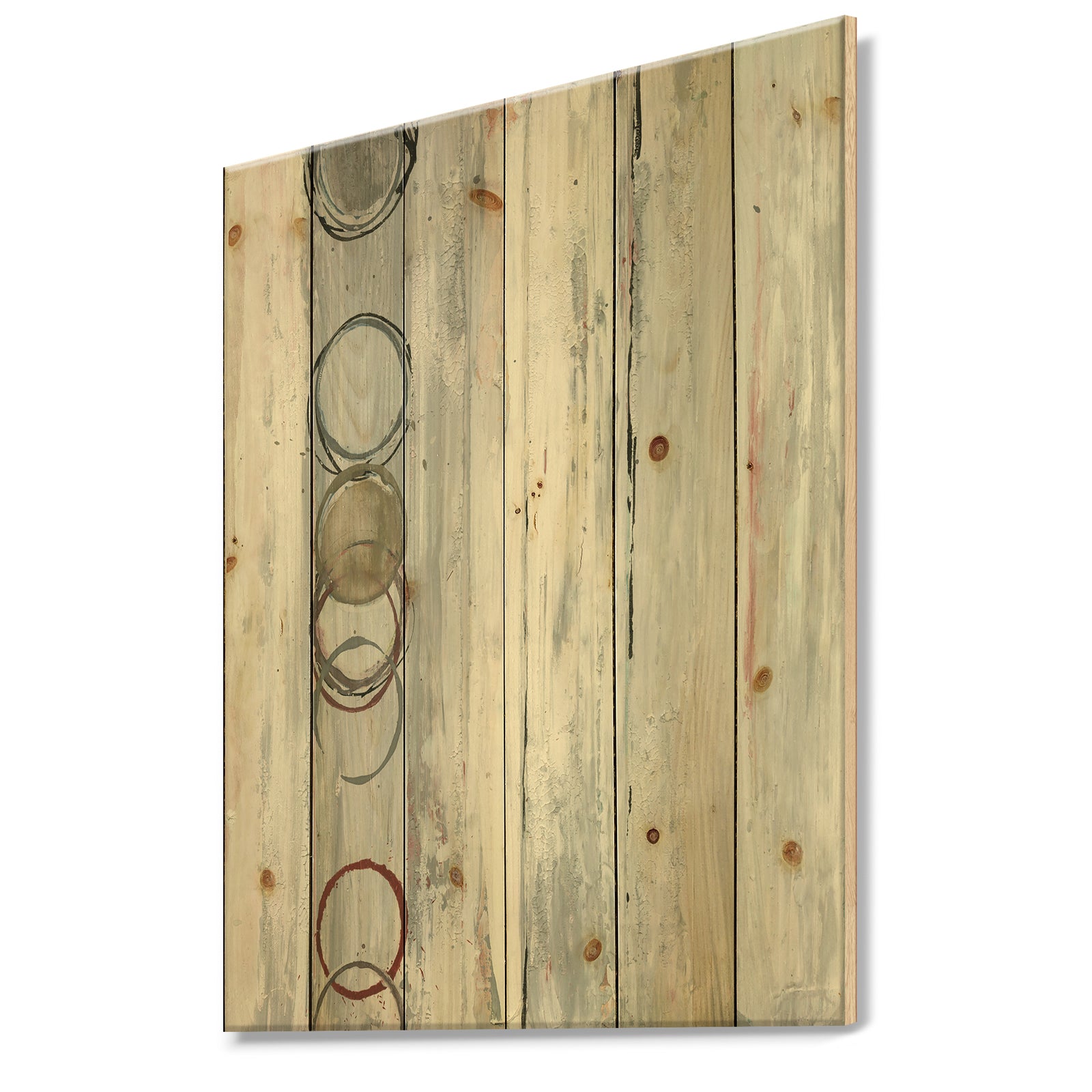 Whitewashed Syrah - Modern Geometric Print on Natural Pine Wood