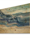 Coast Blue Sea Waves Watercolour - Modern Farmhouse Print on Natural Pine Wood