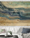 Coast Blue Sea Waves Watercolour - Modern Farmhouse Print on Natural Pine Wood