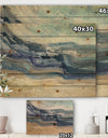 Coast Blue Sea Waves Watercolour - Modern Farmhouse Print on Natural Pine Wood