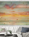 Pastel Pink And Blue Clouds - Traditional Print on Natural Pine Wood