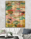 Abstract Pastel Flower Painting with Pink and Blue - Cabin & Lodge Print on Natural Pine Wood