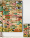Abstract Pastel Flower Painting with Pink and Blue - Cabin & Lodge Print on Natural Pine Wood