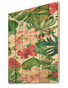 Tropical Red and Pink Flowers - Cabin & Lodge Print on Natural Pine Wood