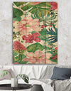 Tropical Red and Pink Flowers - Cabin & Lodge Print on Natural Pine Wood