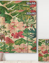 Tropical Red and Pink Flowers - Cabin & Lodge Print on Natural Pine Wood