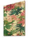 Pink Tropical Flowers - Cabin & Lodge Print on Natural Pine Wood