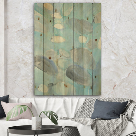 Running Water II - Traditional Print on Natural Pine Wood