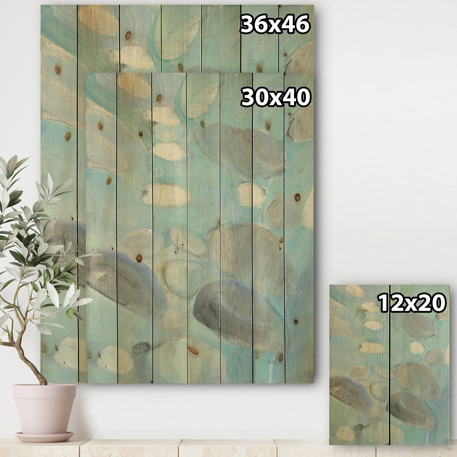 Running Water II - Traditional Print on Natural Pine Wood