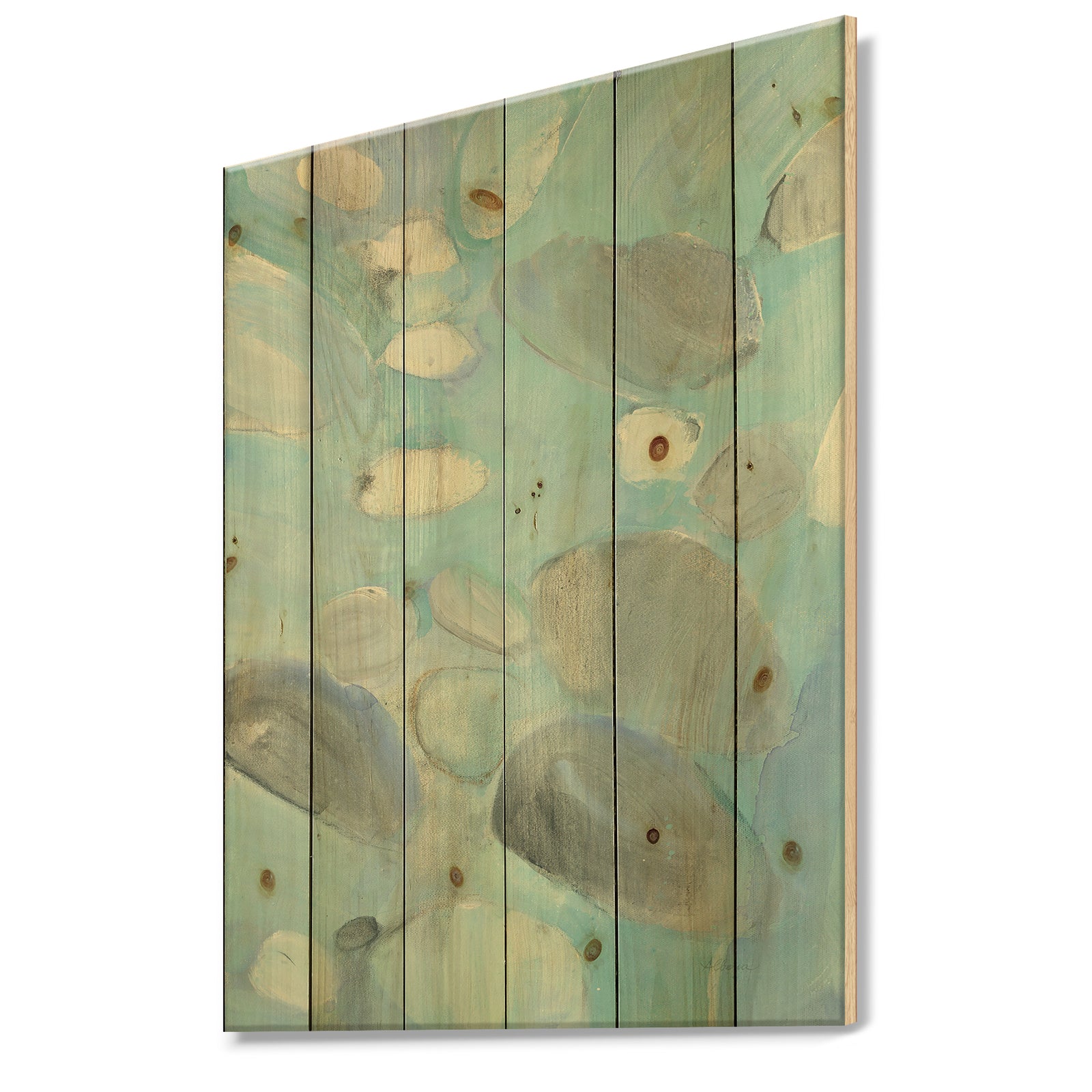 Running Water II - Traditional Print on Natural Pine Wood