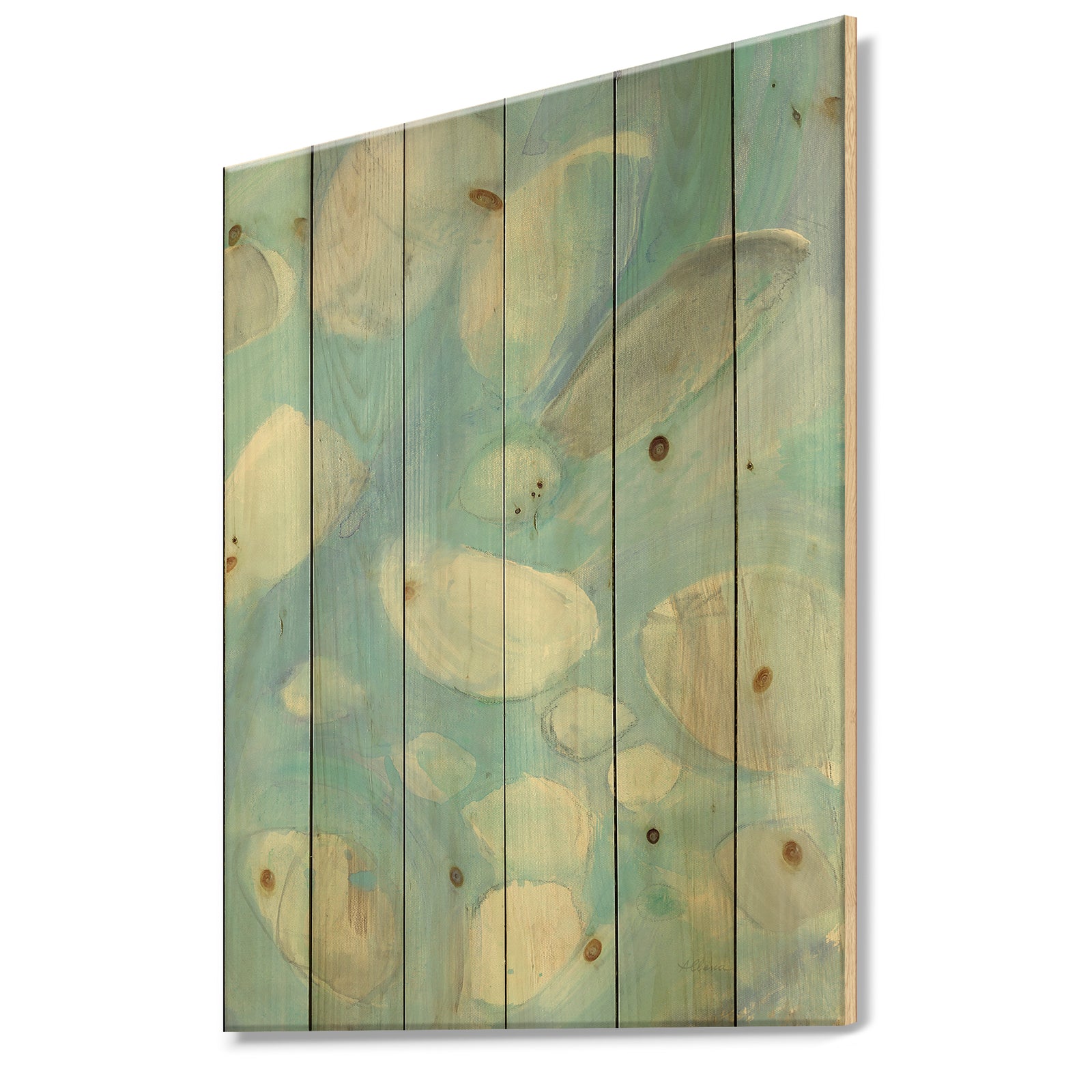 Running Water III - Traditional Print on Natural Pine Wood
