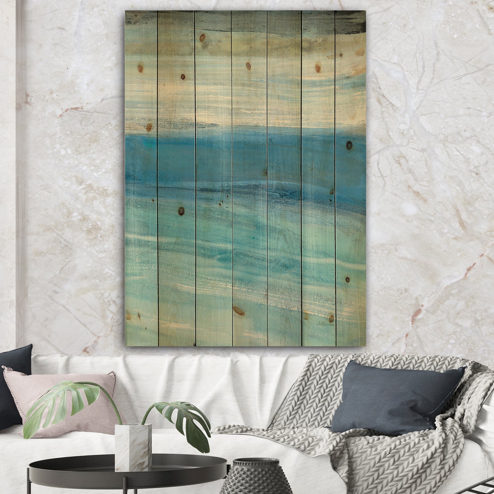 From the Shore IV - Nautical & Beach Print on Natural Pine Wood