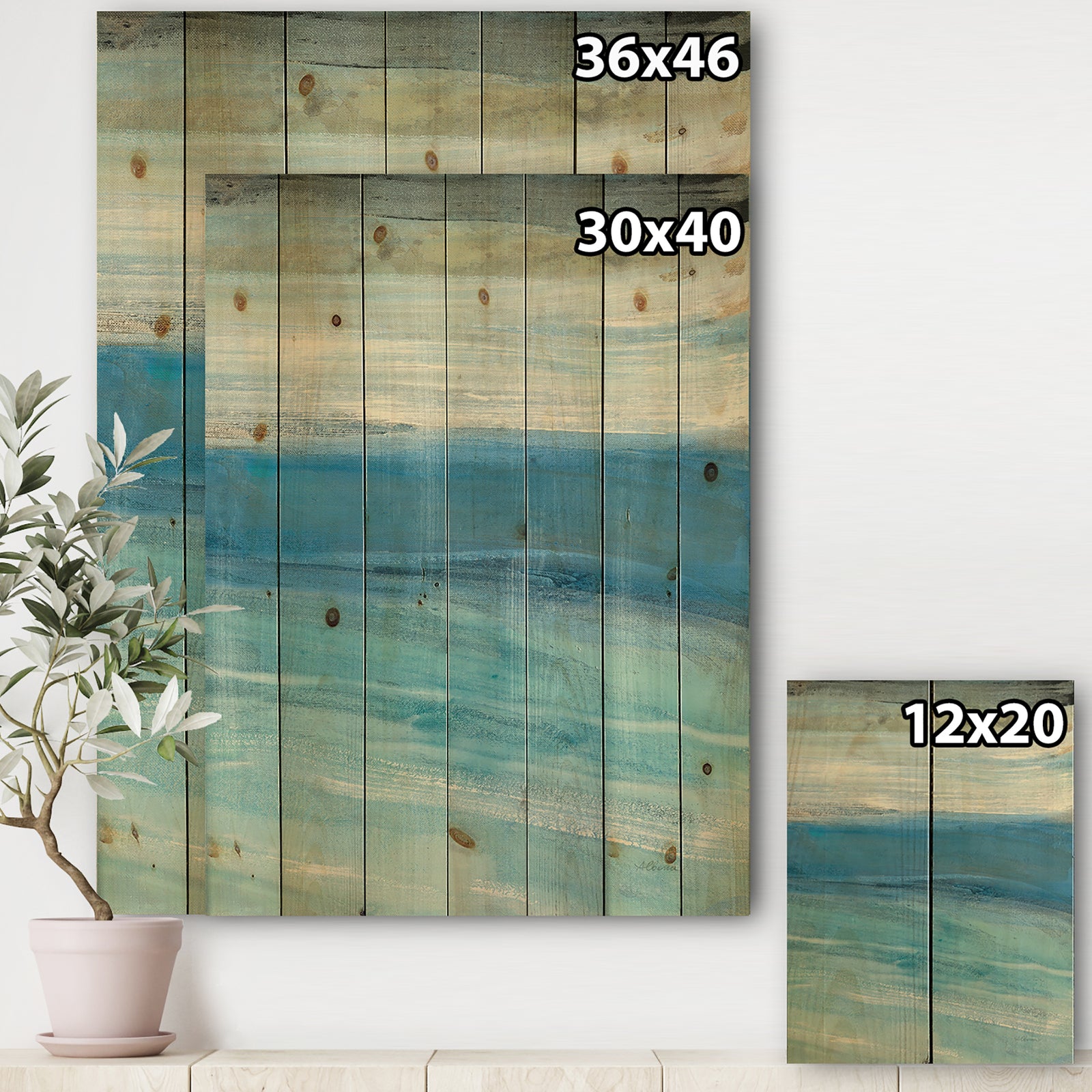 From the Shore IV - Nautical & Beach Print on Natural Pine Wood