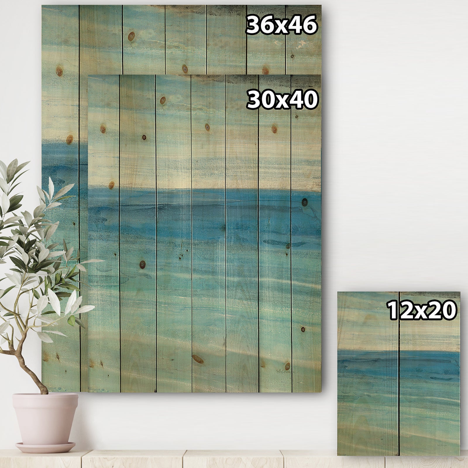 From the Shore III - Nautical & Beach Print on Natural Pine Wood