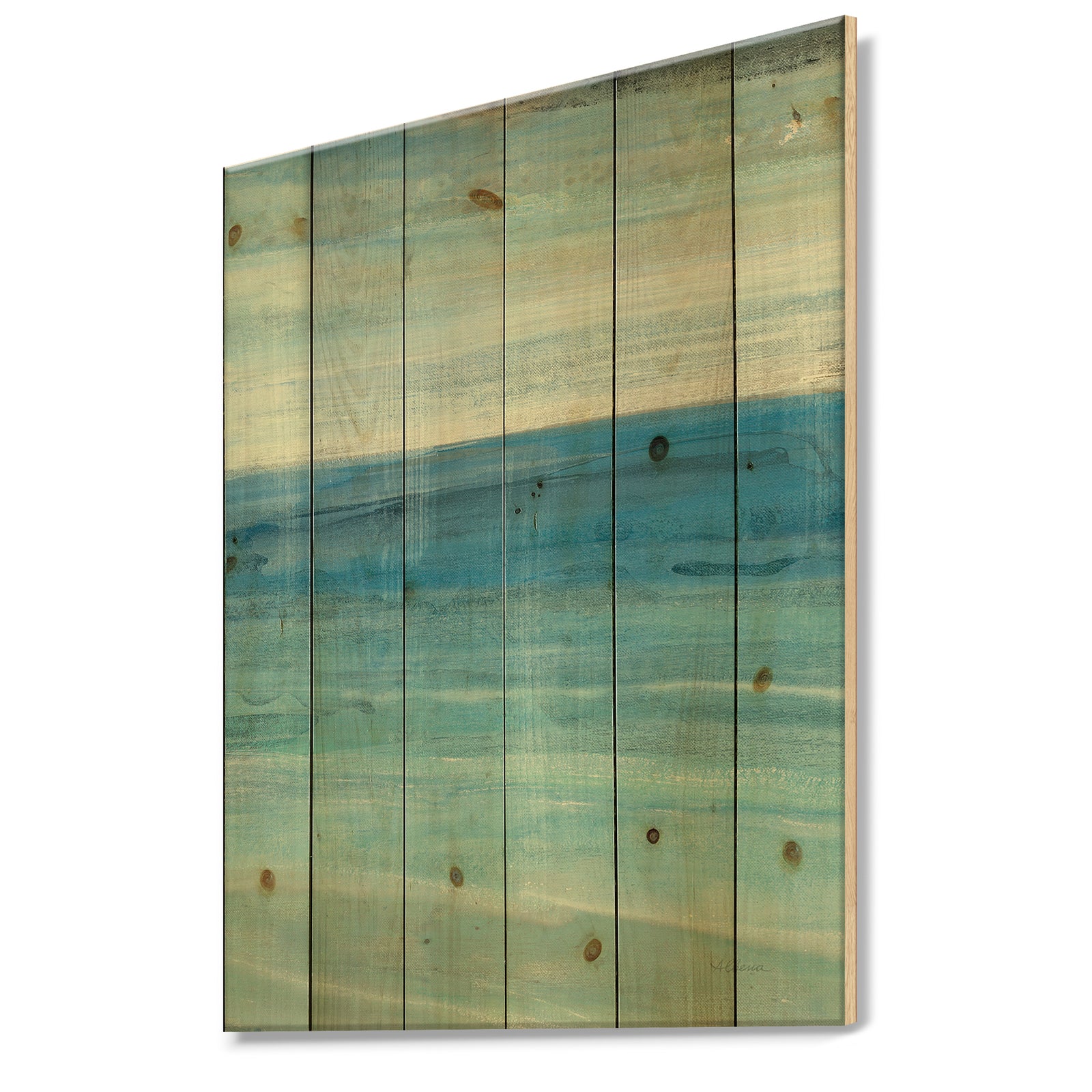 From the Shore III - Nautical & Beach Print on Natural Pine Wood