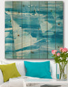 From the Shore I - Nautical & Beach Print on Natural Pine Wood