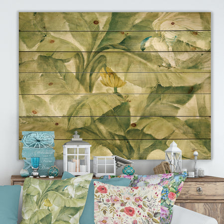Tropical Canopy II Green - Traditional Print on Natural Pine Wood