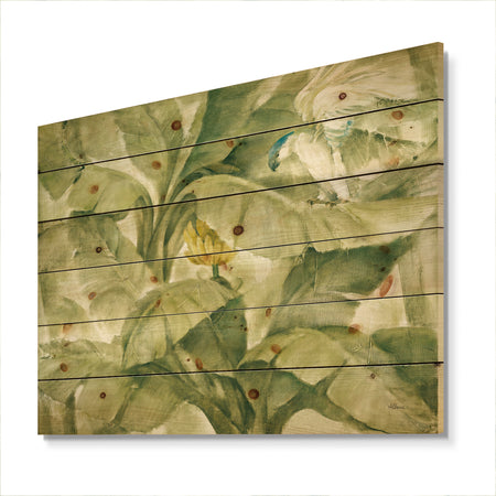 Tropical Canopy II Green - Traditional Print on Natural Pine Wood