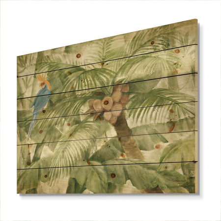 Tropical Canopy I Green - Traditional Print on Natural Pine Wood