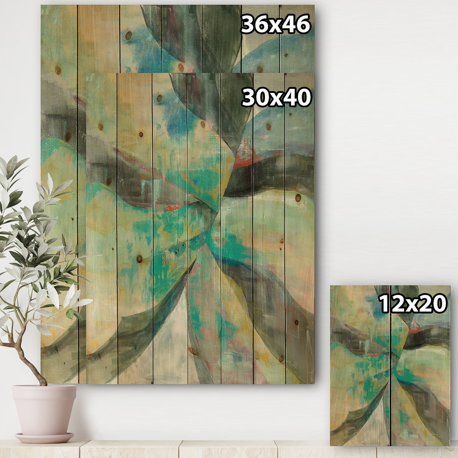 In the Valley Abstract I - Traditional Print on Natural Pine Wood
