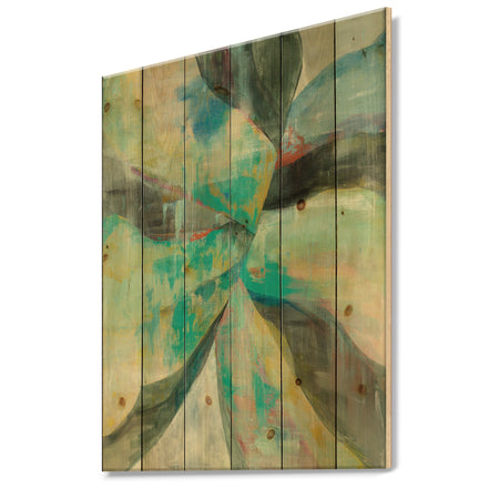 In the Valley Abstract I - Traditional Print on Natural Pine Wood