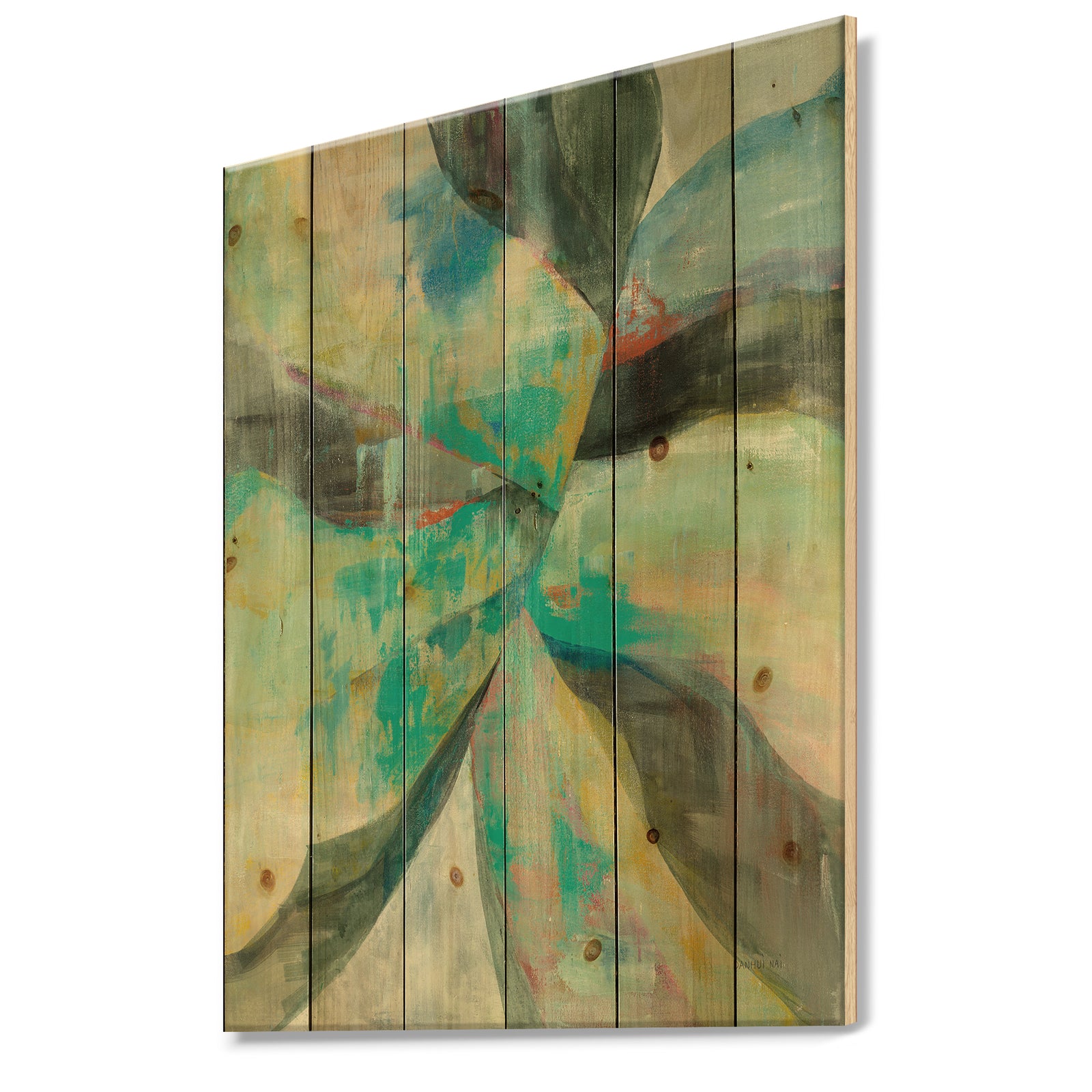 In the Valley Abstract I - Traditional Print on Natural Pine Wood