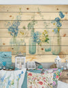 Cottage Florals I - Farmhouse Print on Natural Pine Wood