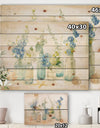 Cottage Florals I - Farmhouse Print on Natural Pine Wood