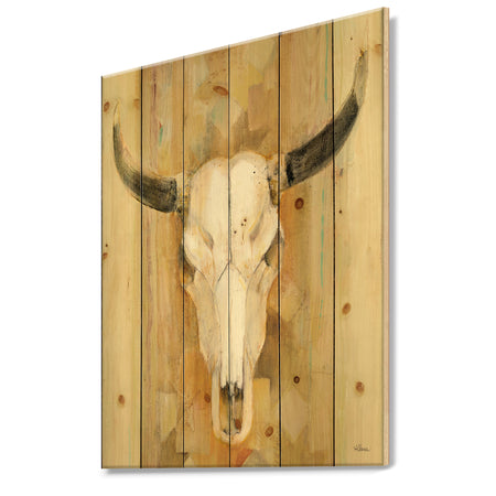 His southwest bones - Gold Wildlife Print on Natural Pine Wood