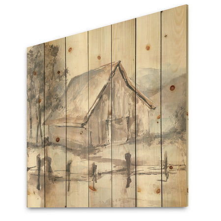 Farmhouse Barn Grey VII - Modern Farmhouse Print on Natural Pine Wood