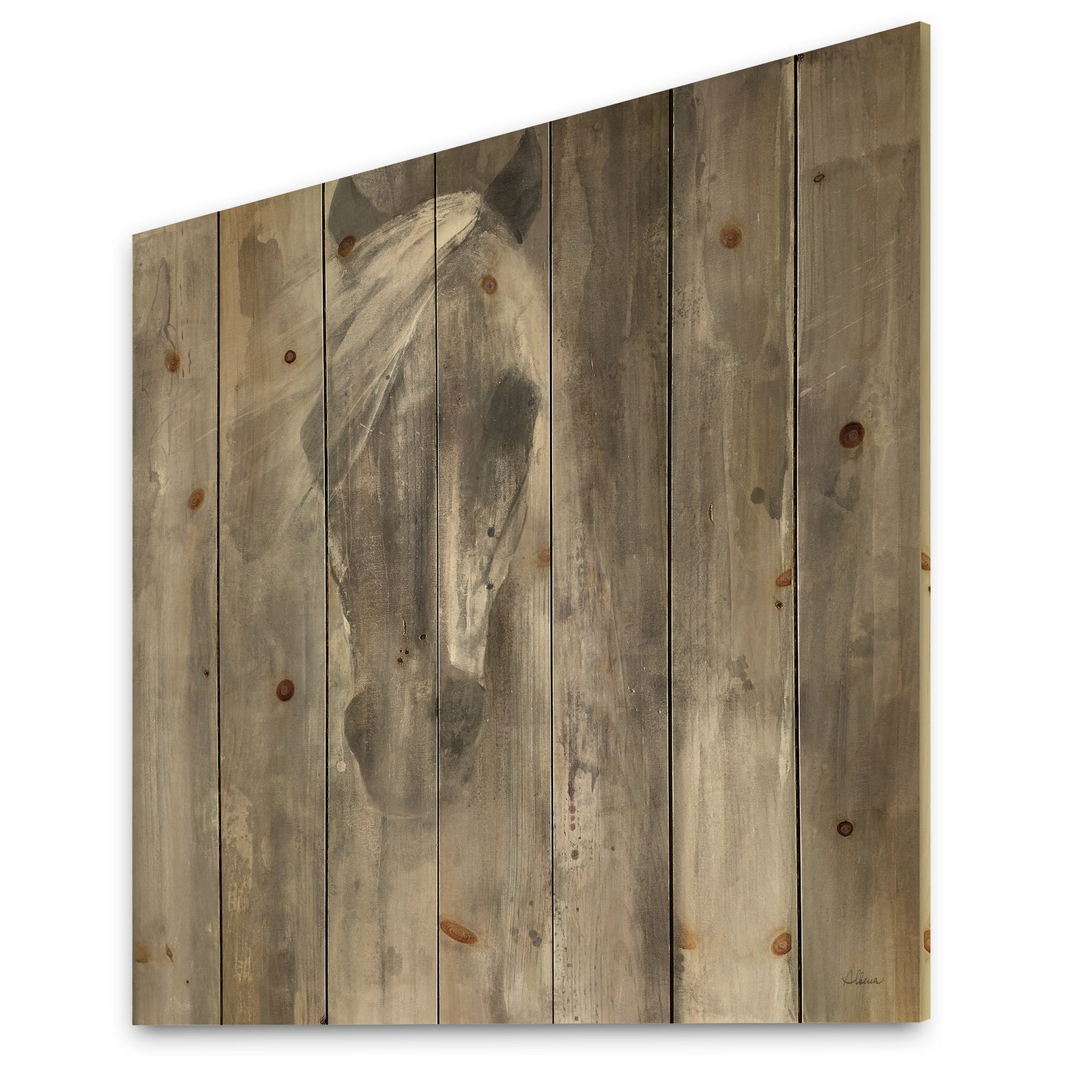 Farmhouse Horse - Modern Farmhouse Print on Natural Pine Wood