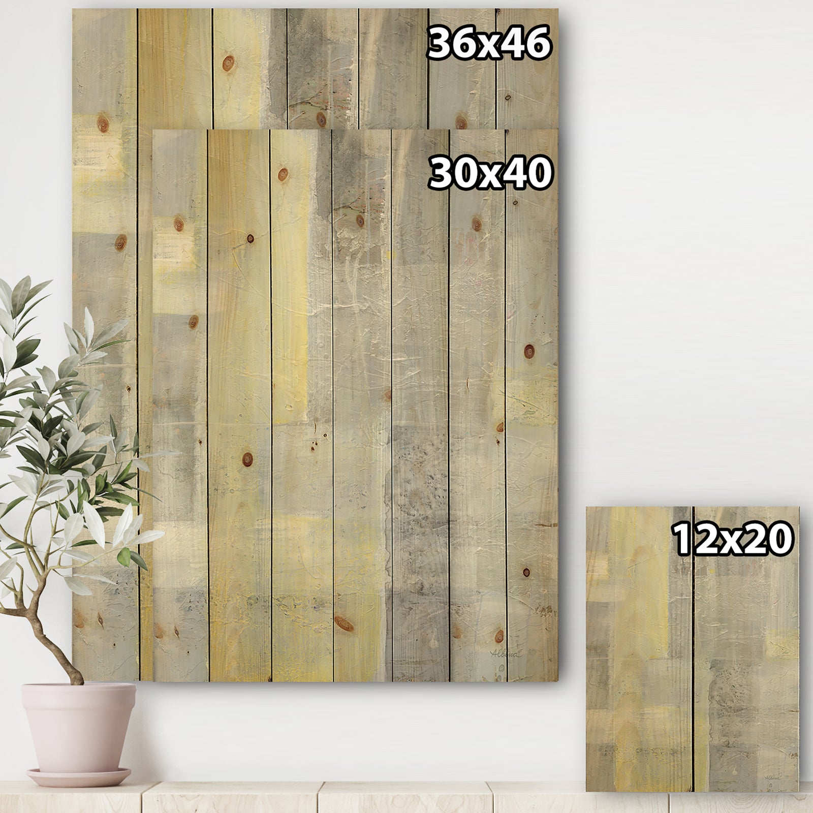 Patchwork Abstract II - Modern & Contemporary Print on Natural Pine Wood