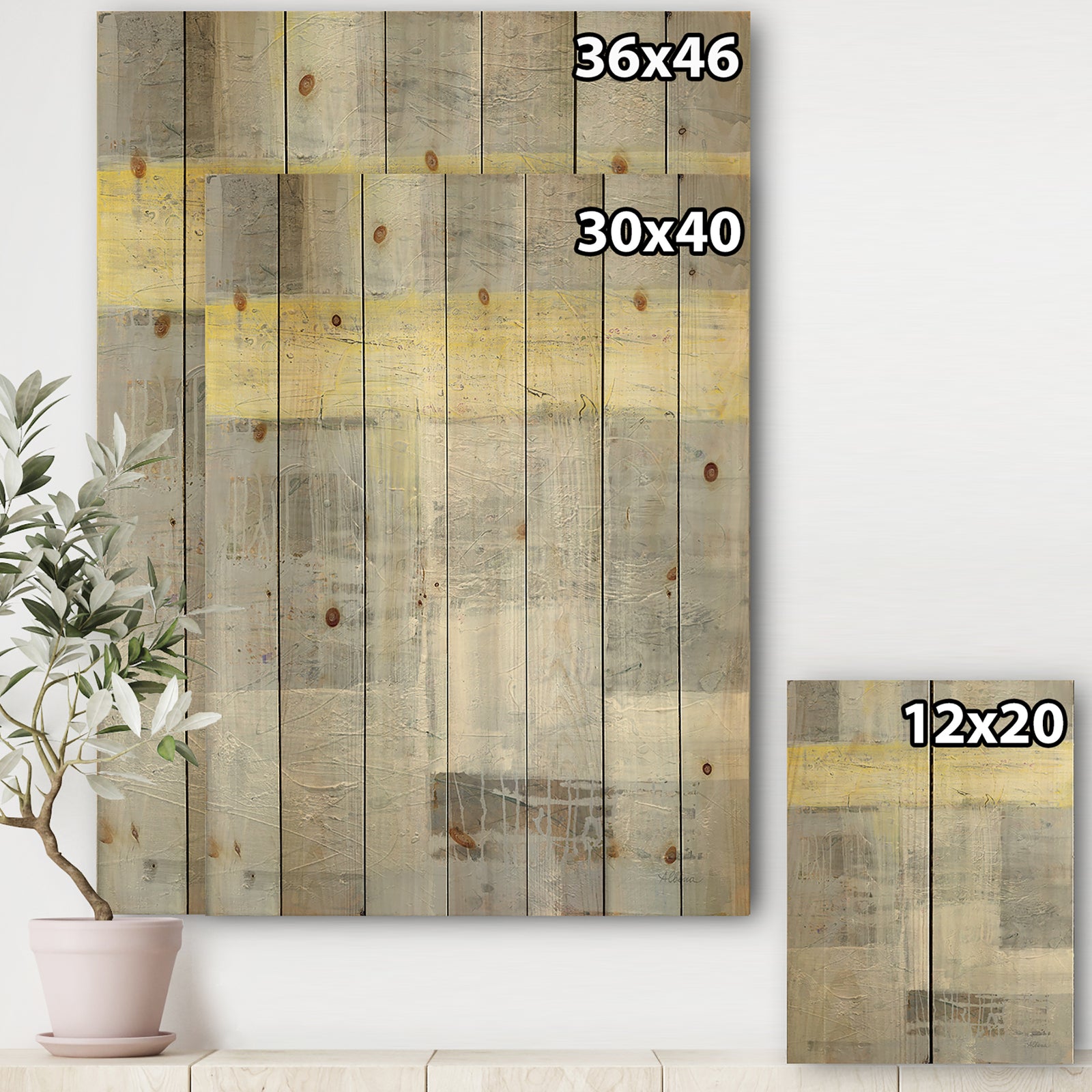 Patchwork Abstract I - Modern & Contemporary Print on Natural Pine Wood