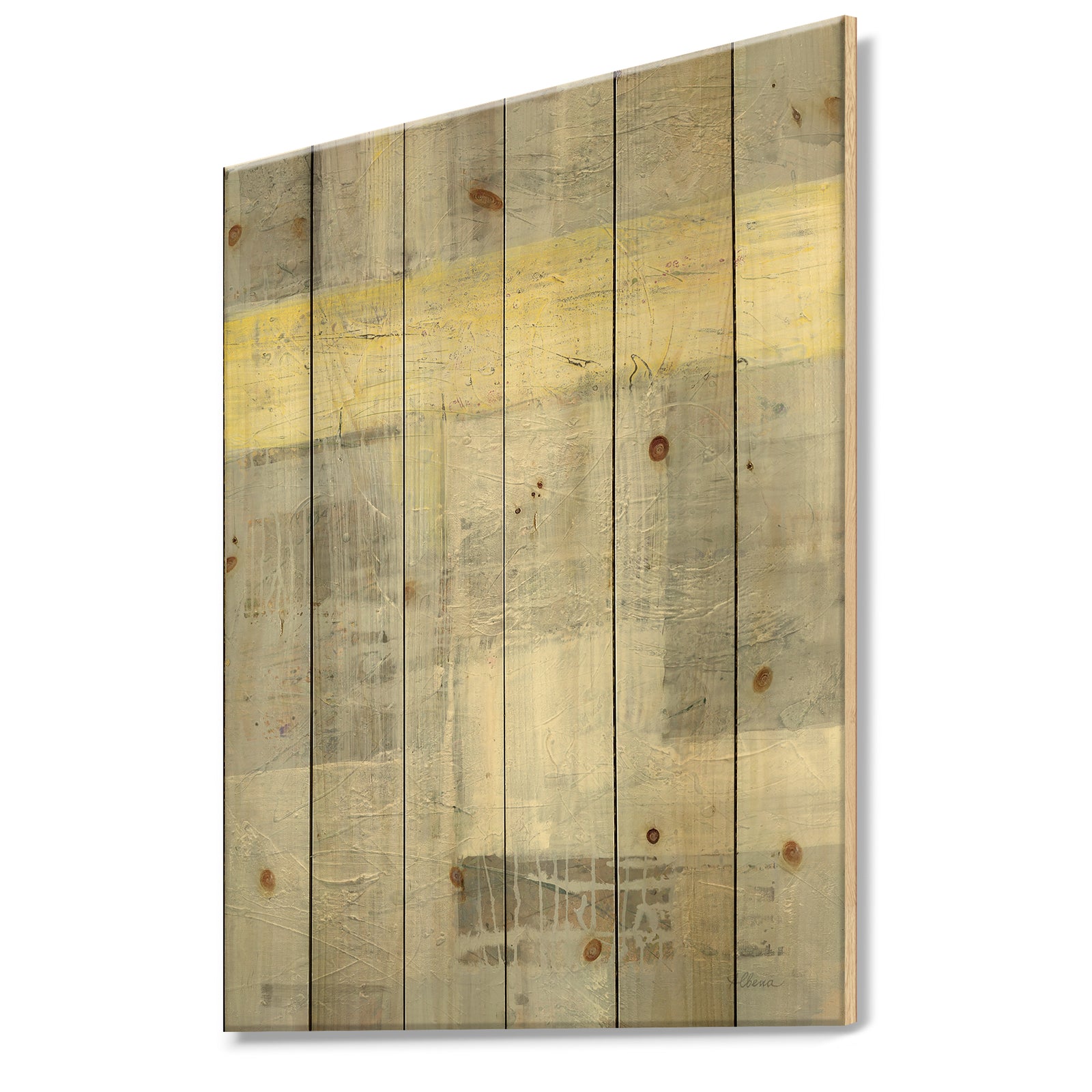 Patchwork Abstract I - Modern & Contemporary Print on Natural Pine Wood