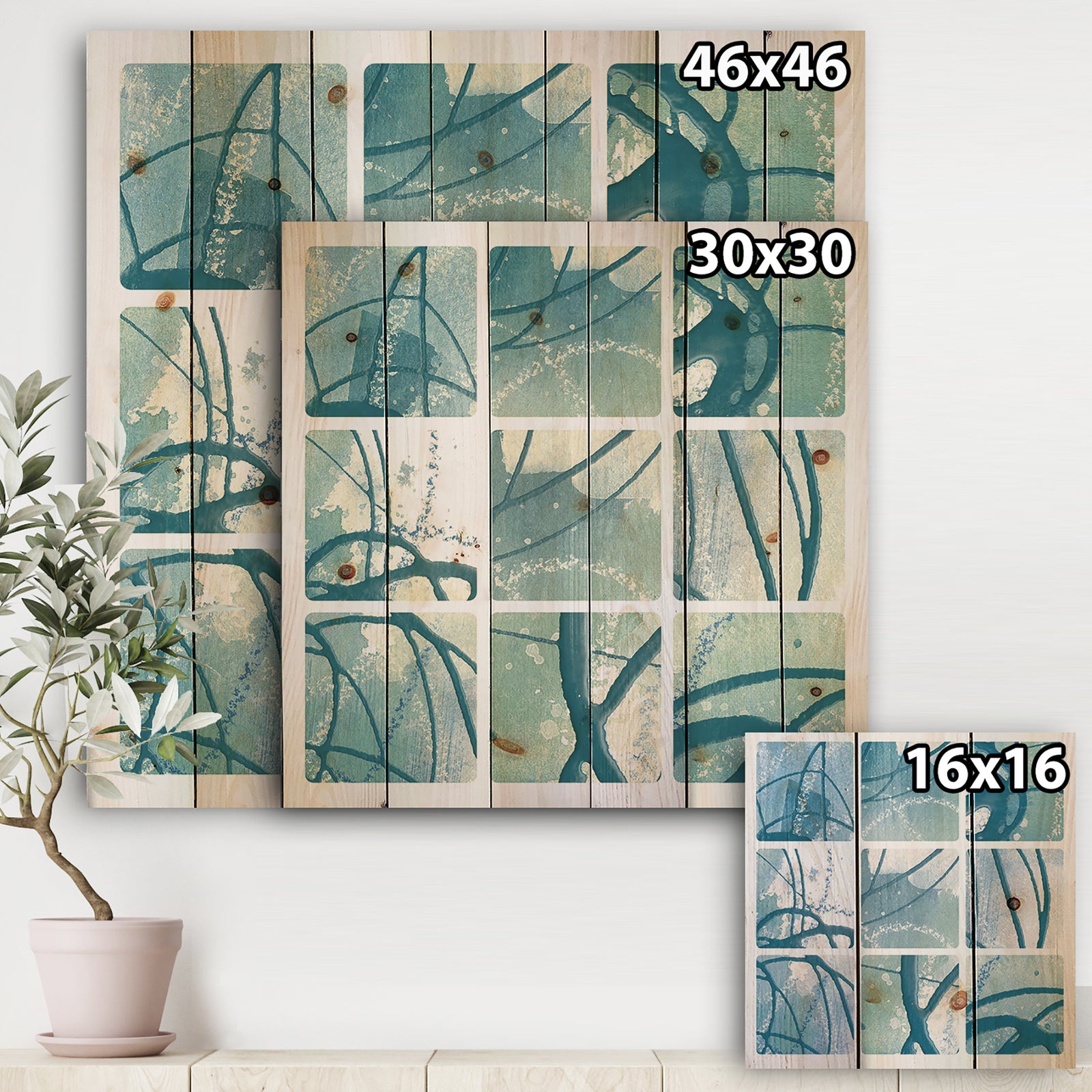 Underwater collage - Modern & Transitional Print on Natural Pine Wood