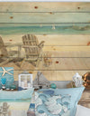 Seaside Morning no Window - Coastal Print on Natural Pine Wood