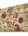 French Roses I - Farmhouse Print on Natural Pine Wood