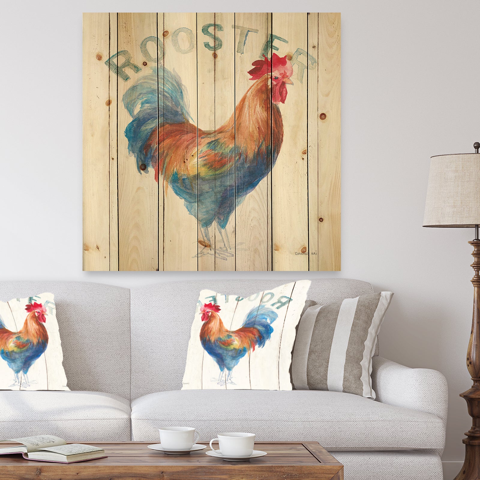 Wood Farm Roaster I - Farmhouse Print on Natural Pine Wood