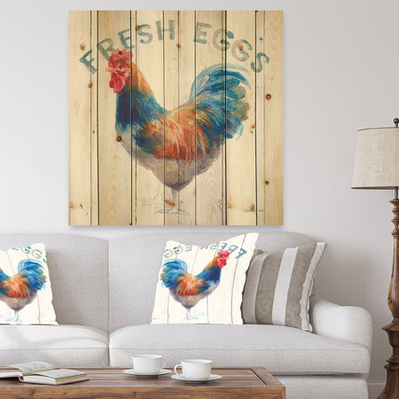 Wood Farm Roaster II - Farmhouse Print on Natural Pine Wood