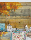 Autumn Landscape - Farmhouse Print on Natural Pine Wood