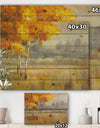 Autumn Landscape - Farmhouse Print on Natural Pine Wood