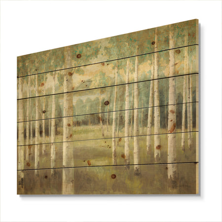Aspens Neutral Forest - Traditional Print on Natural Pine Wood
