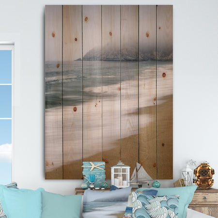Gray Whale Cove - Nautical & Coastal Print on Natural Pine Wood