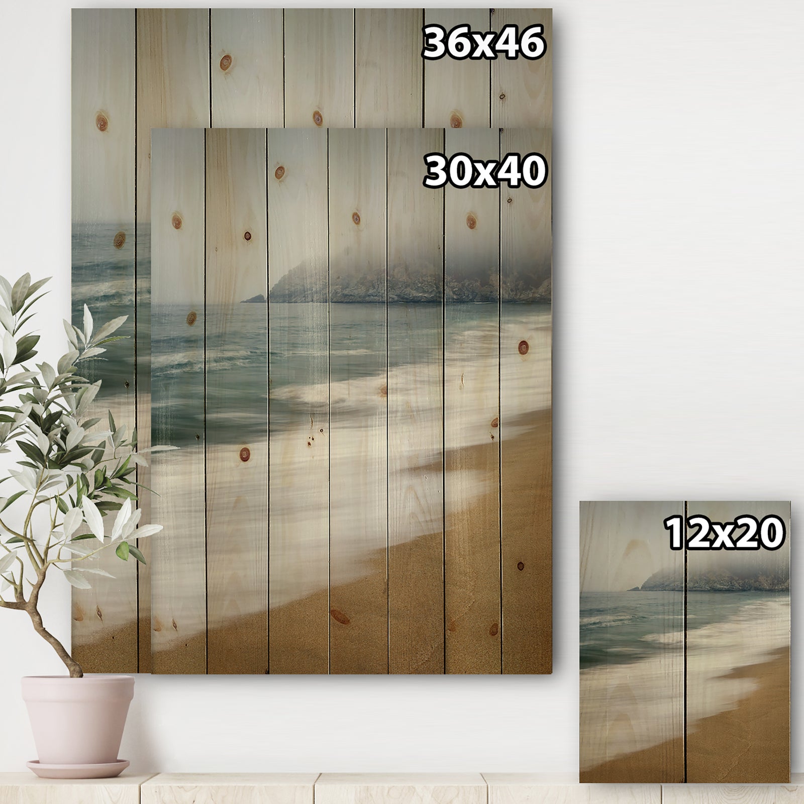 Gray Whale Cove - Nautical & Coastal Print on Natural Pine Wood