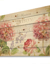 Maison Des Fleurs II - Farmhouse Print on Natural Pine Wood