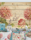 Maison Des Fleurs II - Farmhouse Print on Natural Pine Wood
