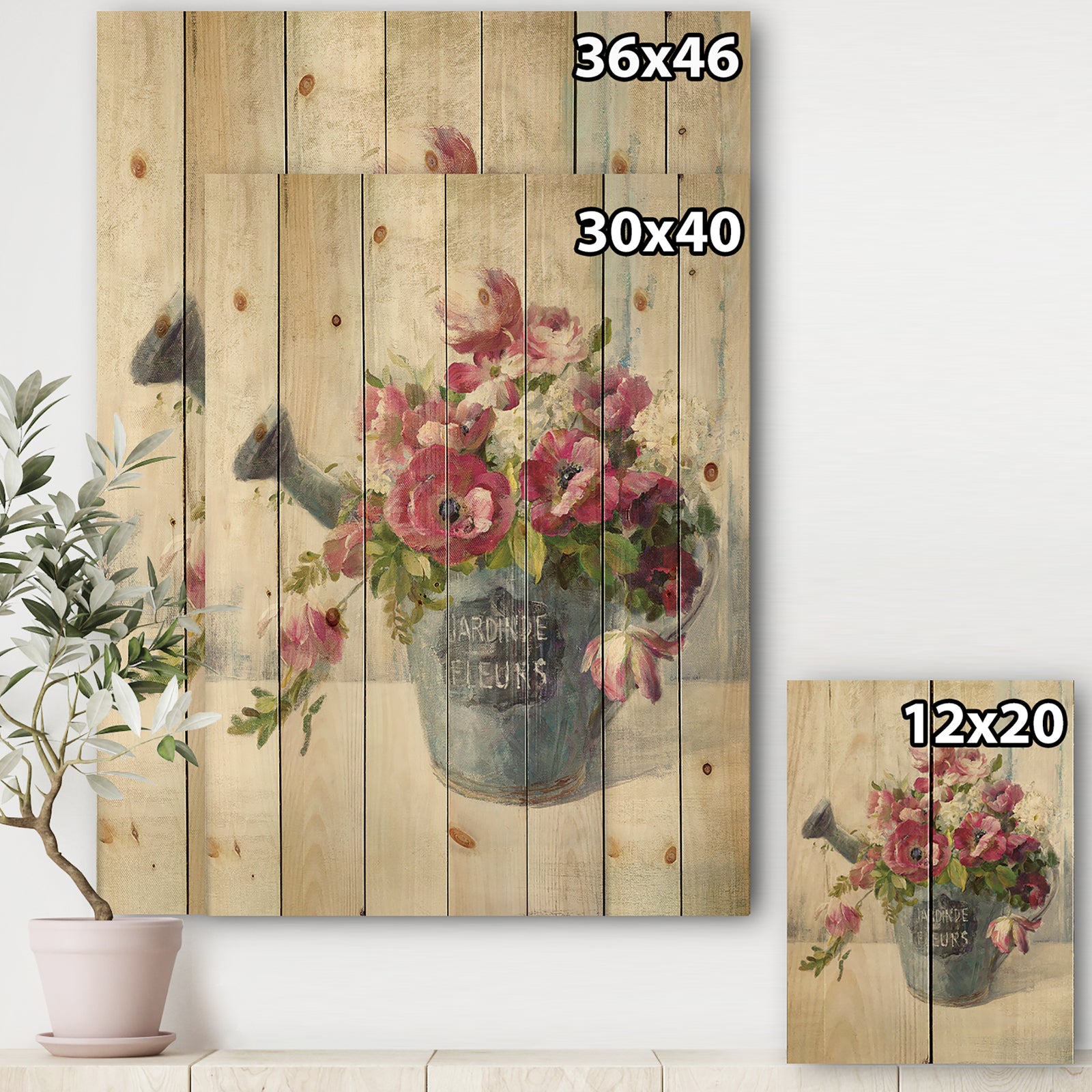 Maison Des Fleurs I - Cabin & Lodge Print on Natural Pine Wood