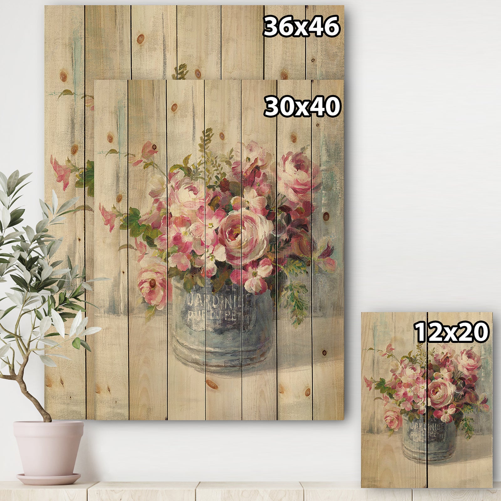 Maison Des Fleurs III - Cabin & Lodge Print on Natural Pine Wood